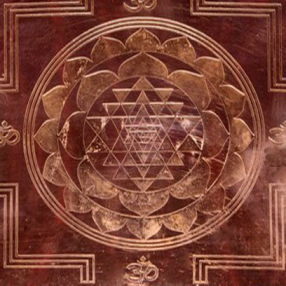 Sri Yantra engraved on a piece of copper